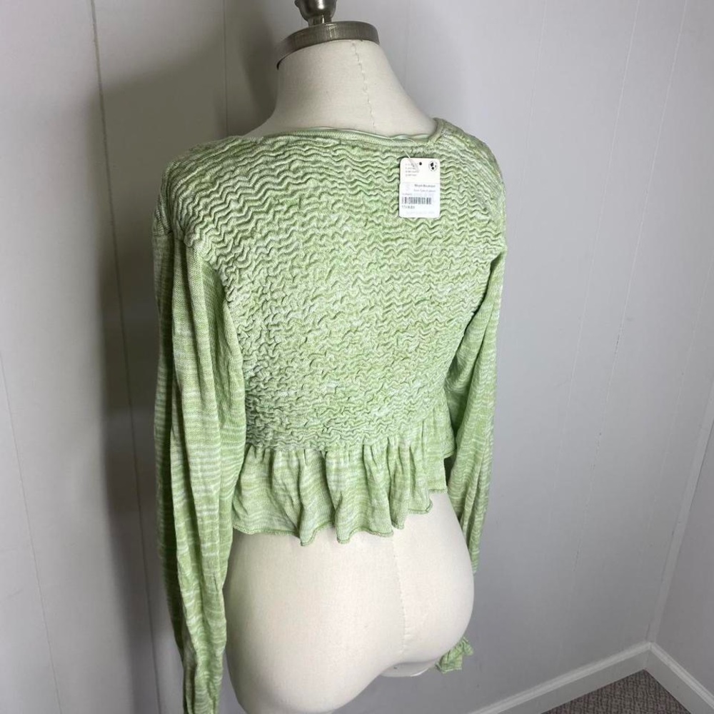 Free People Free Spirit Pullover Cotton Blend Knit In Seafoam Green NWT, Size S - Picture 5 of 6